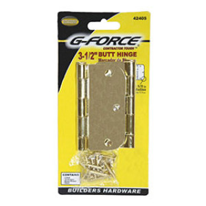 G-FORCE 42405 RADIUS CORNER BRIGHT BRASS 3-1/2" BUTT HINGE