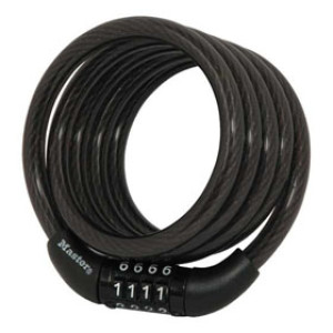MASTER LOCK 8143D 4' X 5/16" BIKE CABLE PRESET COMBINATION SELF COILING STEEL