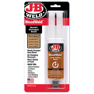 J-B WELD 50151 25 ML WOODWELD QUICK SETTING WOOD EPOXY SYRINGE 6 MIN LIGHT TAN