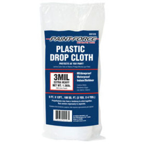 PAINT-FORCE 09123 9' X 12' 3 MIL PLASTIC DROP CLOTH