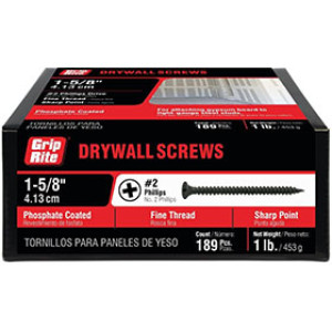 PRIME SOURCE 158DWS1 1-5/8" BLACK FINE THREAD DRYWALL SCREWS 1 LB 10522