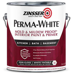 ZINSSER PERMA-WHITE 2761 MOLD & MILDEW-PROOF INTERIOR PAINT SEMI-GLOSS WHITE
