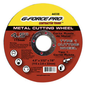 G-FORCE 44338 METAL CUTTING BLADE 4-1/2" X 3/32" X 7/8" TYPE 1
