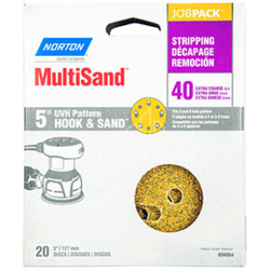 NORTON 04064 5" X 5 AND 8 HOLE P40 UNIVERSAL VAC HOOK & SAND DISCS 25 PACK