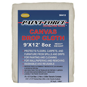 PAINT-FORCE 30412 9' X 12' 8 OZ CANVAS DROP CLOTH