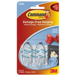 3M 17092CLR-ES COMMAND CLEAR SMALL HOOKS 1 LB CAP - 2 HOOKS / 4 CLEAR STRIPS