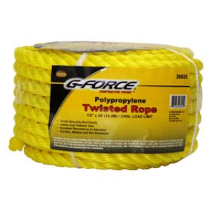 G-FORCE 26025 1/2" X 50' YELLOW TWISTED POLY ROPE