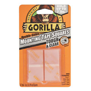 6067202 1" X 1" GORILLA TOUGH AND CLEAR MOUNTING TAPE SQUARES (24)PRE-CUT