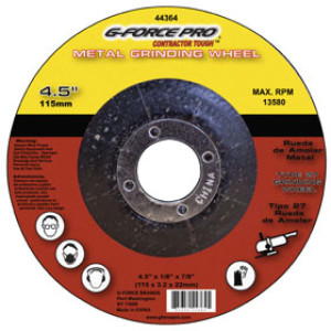 G-FORCE 44364 METAL CUTTING BLADE 4-1/2" X 1/8" X 7/8" DEPRESSED CENTER T27
