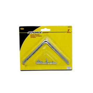 G-FORCE 40012 4" CORNER BRACE ZINC PLATED CARDED (2/CARD)