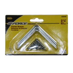G-FORCE 40006 2-1/2" CORNER BRACE ZINC PLATED CARDED (4/CARD)