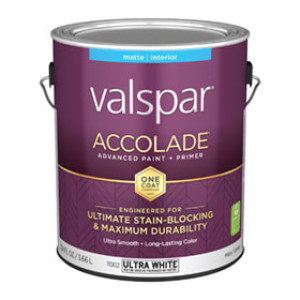 VALSPAR 11002.007 ACCOLADE MATTE ULTRA WHITE INTERIOR PAINT & PRIMER