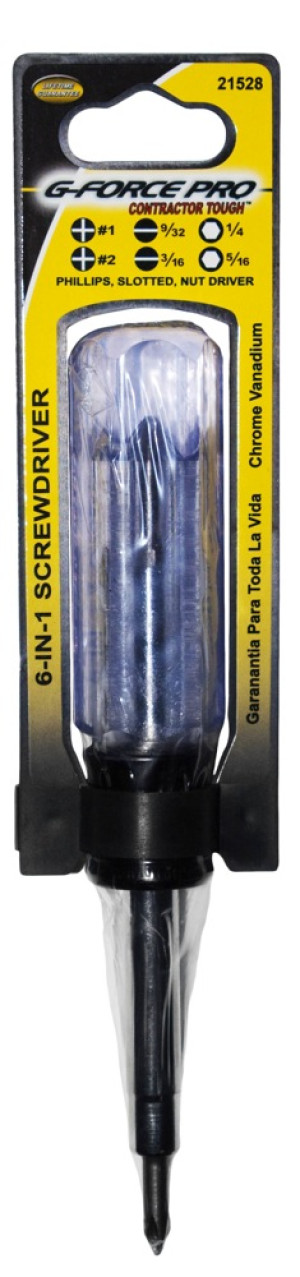 G-FORCE 21528 6-IN-1 CLASSIC HANDLE SCREWDRIVER CARDED