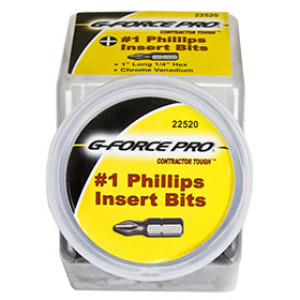 G-FORCE 22520 #1 X 1" PHILLIPS BIT 200 PC COOKIE JAR