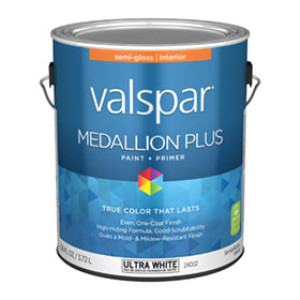 VALSPAR 24002.007 MEDALLION PLUS SEMIGLOSS ULTRA WHITE INTERIOR PAINT & PRIMER