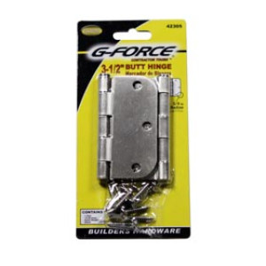 G-FORCE 42203 RADIUS CORNER SATIN NICKEL STEEL 3-1/2" BUTT HINGES 1 PAIR