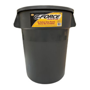 G-FORCE 32 GAL GRAY ROUND WASTE BIN CONTAINER