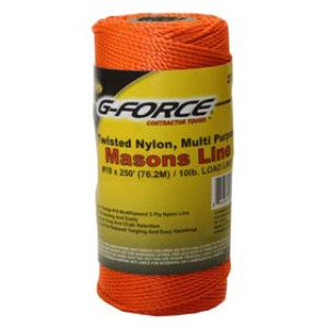 G-FORCE 27130 TWISTED NYLON MASON LINE - NEON ORANGE #18 X 250' TUBE