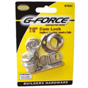 G-FORCE 87521 BUILDERS 7/8" DRAWER AND DOOR CAM LOCK - KEYED ALIKE