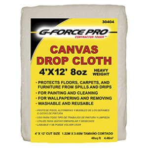 PAINT-FORCE 30404 4' X 12' 8 OZ CANVAS DROP CLOTH