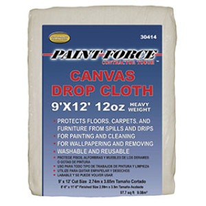 PAINT-FORCE 30414 9' X 12' 12 OZ CANVAS DROP CLOTH