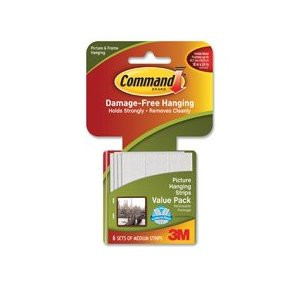 3M 17204ES COMMAND WHITE MEDIUM INTERLOCKING PICTURE HANGING STRIPS 6-SETS
