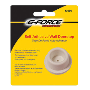 G-FORCE 43096 RUBBER WHITE SELF-ADHESIVE WALL DOOR STOP CARDED