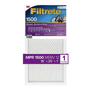 3M 2001-4-HR FILTRETE 16" X 25" X 1" ALLERGEN & VIRUS AIR FILTER 1500 MPR