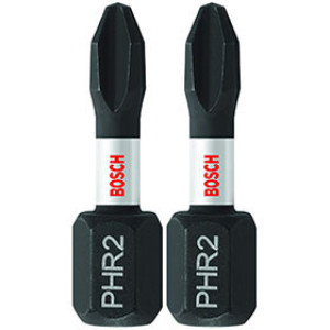 BOSCH ITPH2R102 #2 X 1" REDUCED PHILLIPS BIT IMPACT TOUGH 2 PER CARD
