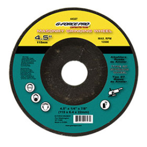 G-FORCE 44327 MASONRY CUTTING WHEEL 4-1/2" X 1/4" X 7/8" DEPRESSED CENTER T27