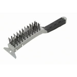 WARNER TOOL 10485 SOFT GRIP 12" STEEL WIRE BRUSH WITH SCRAPER 4 X 11 ROW