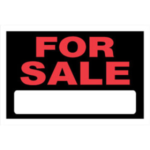 P-T 839928 8" X 12" FOR SALE SIGN STYRENE RED & BLACK