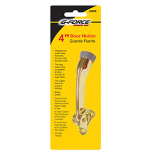 G-FORCE 43092 4" DIE CAST BRASS PLATED DOOR HOLDER CARDED