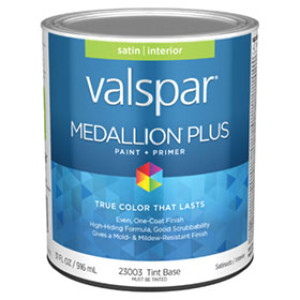 VALSPAR 23003.005 MEDALLION PLUS SATIN TINT BASE INTERIOR PAINT & PRIMER