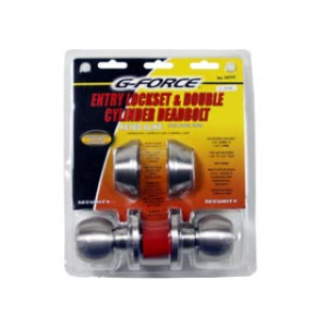 G-FORCE 80535 BALL KNOB ENTRY & DOUBLE DEADBOLT COMBO SATIN NICKEL
