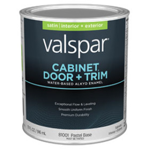 VALSPAR 81001.005 CABINET, DOOR&TRIM SATIN PASTEL BASE WATERBASED ALKYD ENAMEL