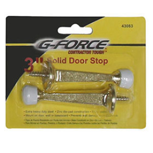G-FORCE 43083 3" DIE CAST BRASS PLATED SOLID DOOR STOP CARDED