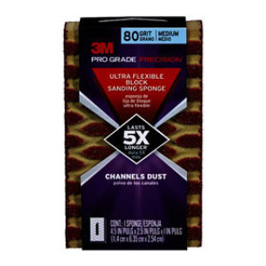 3M 2501TRI-80M-CH PRO GRADE 4-7/8" X 2-7/8" X 1" MEDIUM SANDING SPONGE 80 GRIT