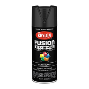 KRYLON K02732007 FUSION ALL-IN-ONE SATIN BLACK 12 OZ INDOOR - OUTDOOR