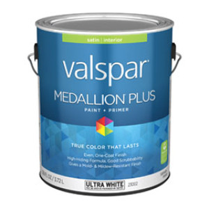 VALSPAR 23002.007 MEDALLION PLUS SATIN ULTRA WHITE INTERIOR PAINT & PRIMER