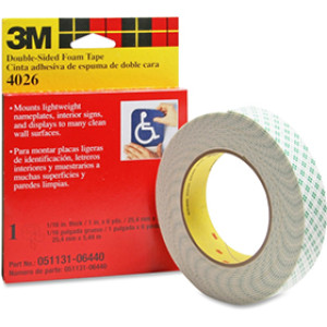 3M 4026 1" X 6YDS 1/16" DOUBLE COATED TAPE 06440