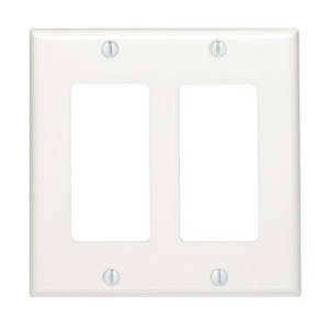 LEVITON 005-80409-00W DECORA TWO GANG WALLPLATE WHITE