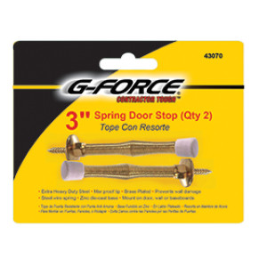 G-FORCE 43070 3" BRASS PLATED SPRING DOOR STOP CARDED