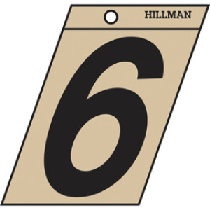 P-T 839470 3" BLACK ON GOLD NUMBER 6 ANGLE-CUT MYLAR SELF ADHESIVE