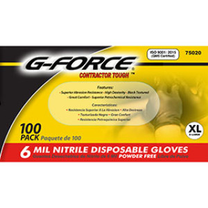 G-FORCE 75020XL 6MIL BLACK NITRILE GLOVE X-LARGE (100PK)
