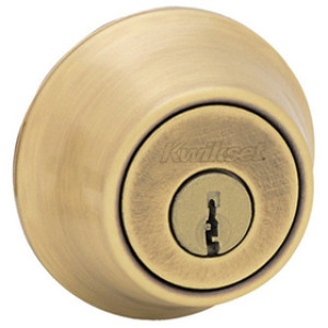 KWIKSET 660-5 CP K6 ANTIQUE BRASS SINGLE CYLINDER DEADBOLT 96600-420 V1