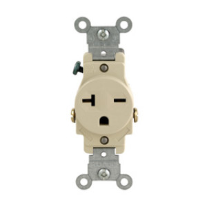 LEVITON 05821-S11-0IS COMMERCIAL 20A-250V SINGLE OUTLET IVORY