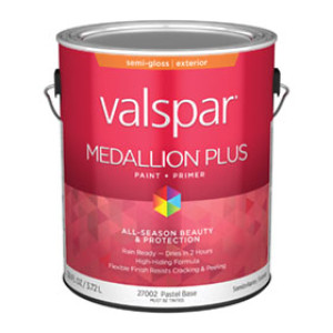 VALSPAR 27002.007 MEDALLION PLUS SEMIGLOSS PASTEL BASE EXTERIOR PAINT + PRIMER