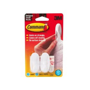 3M 17082ES COMMAND WHITE SMALL DESIGNER HOOK 1LB CAPACITY - 1 HOOK / 4 STRIPS