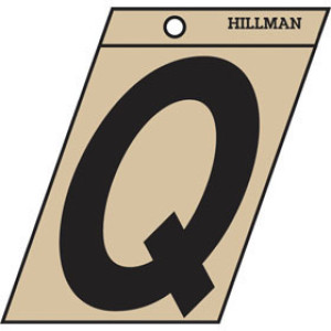 P-T 839432 3" BLACK ON GOLD LETTER Q ANGLE-CUT MYLAR SELF ADHESIVE